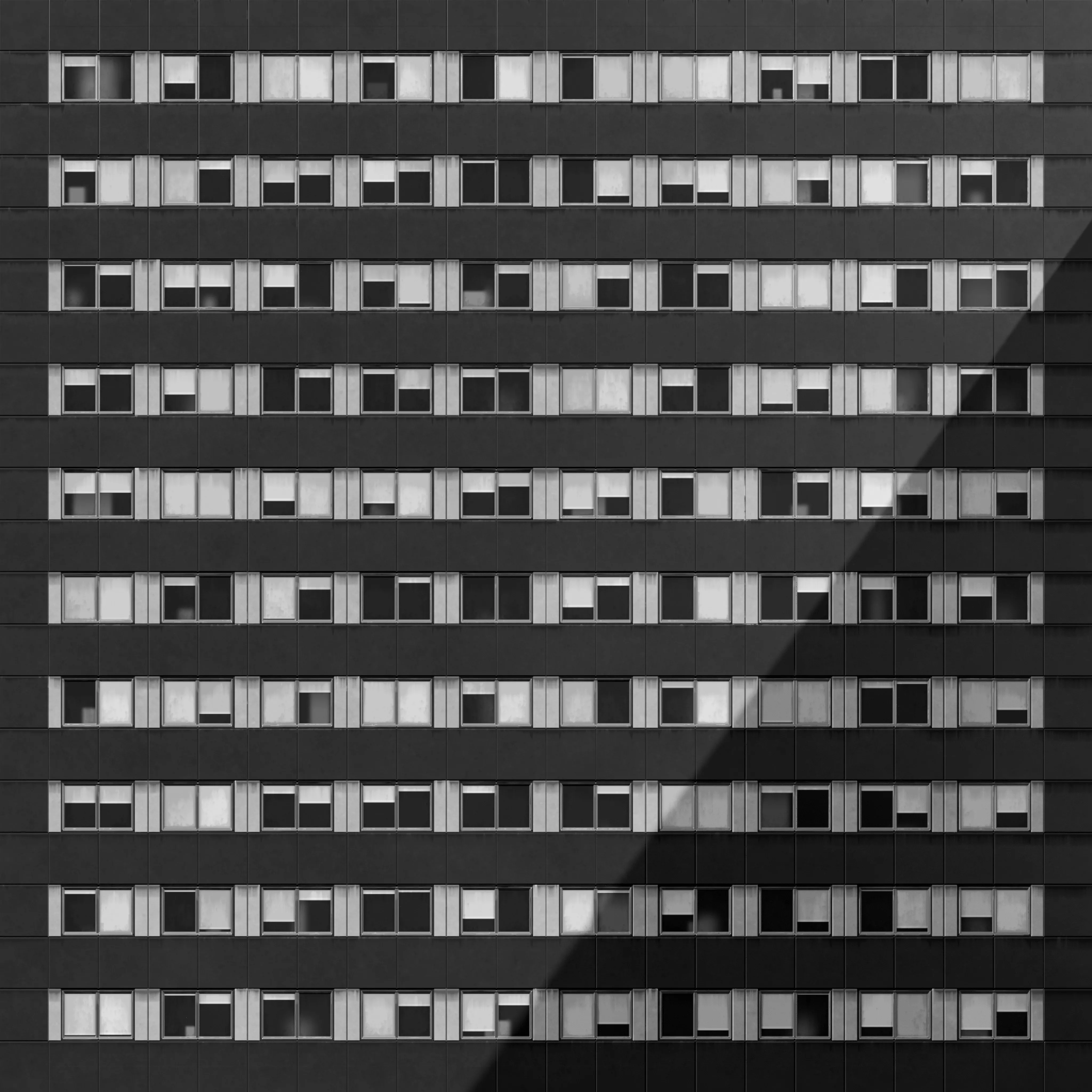 Striking Monochromatic Facade: Abstract Black and White Urban Geometry