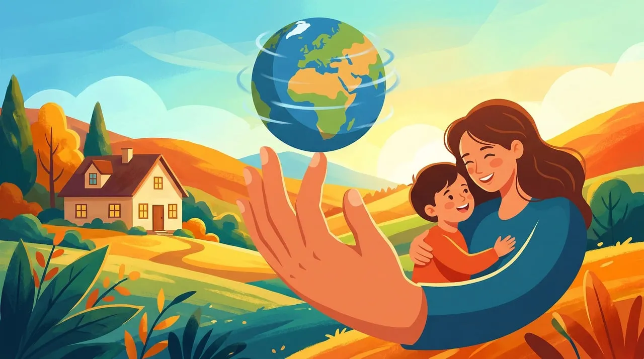 Nurturing Our World: Mother, Child & Earth's Embrace