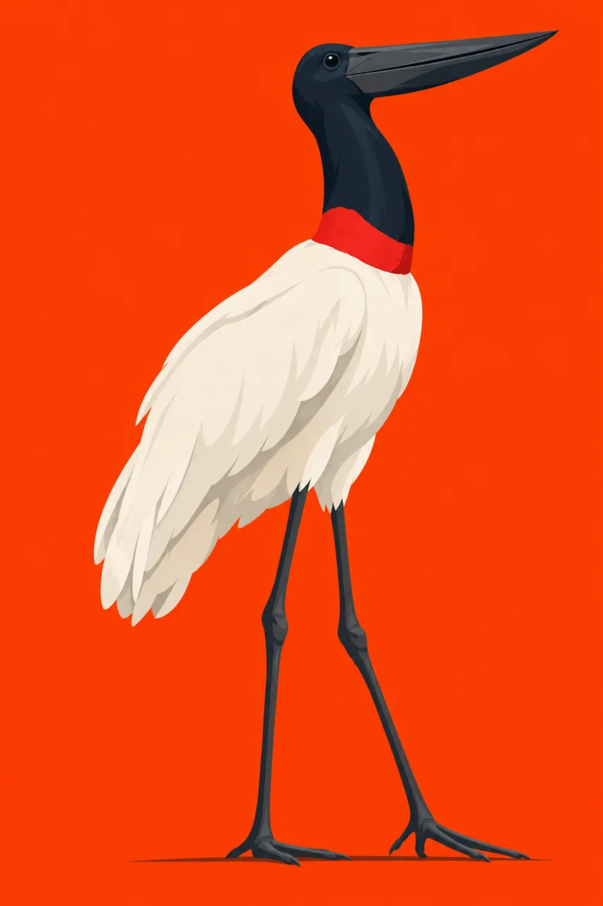 Vibrant Jabiru Illustration: Striking Exotic Bird Art