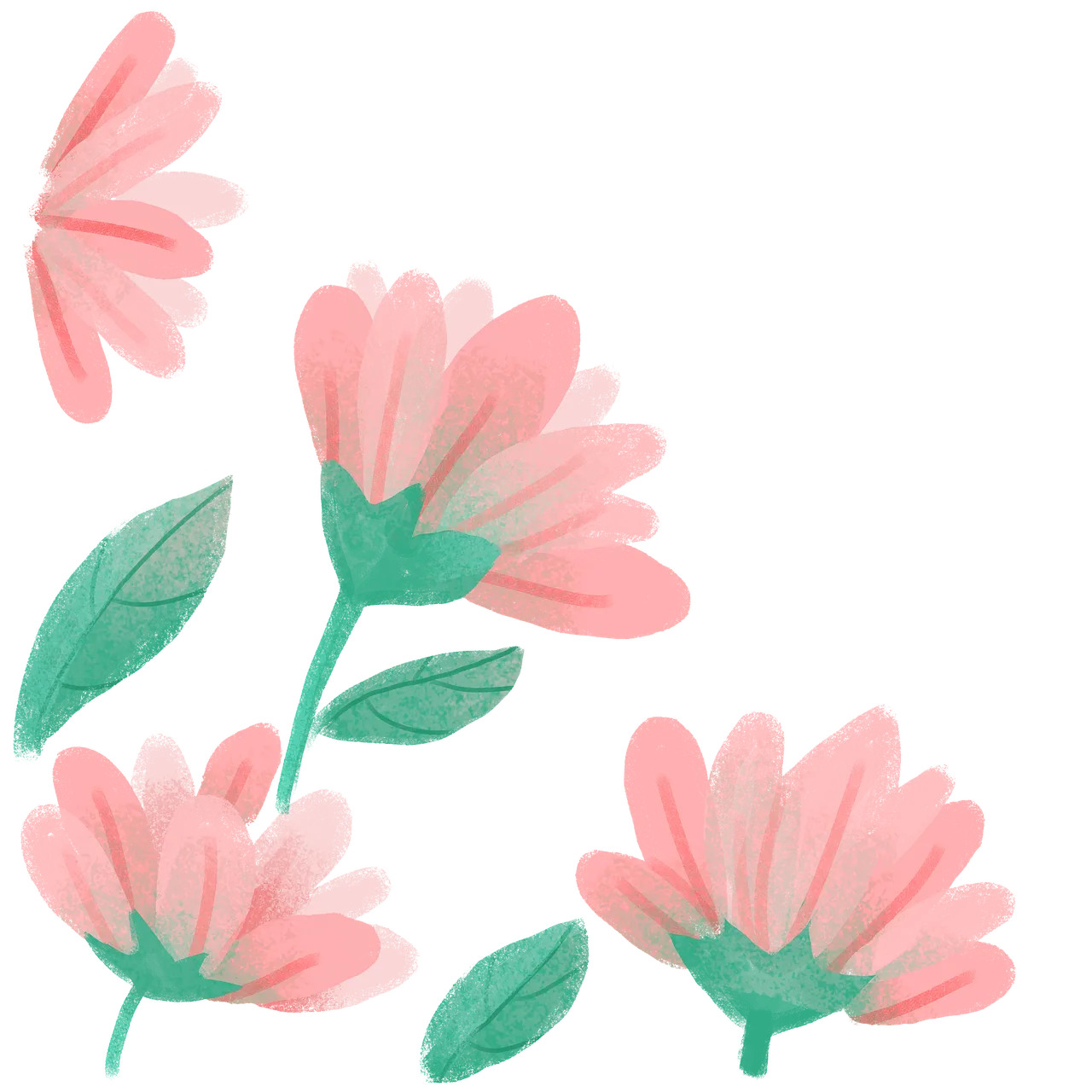 Charming Pink Blooms: Hand-Painted Floral Corner Illustration