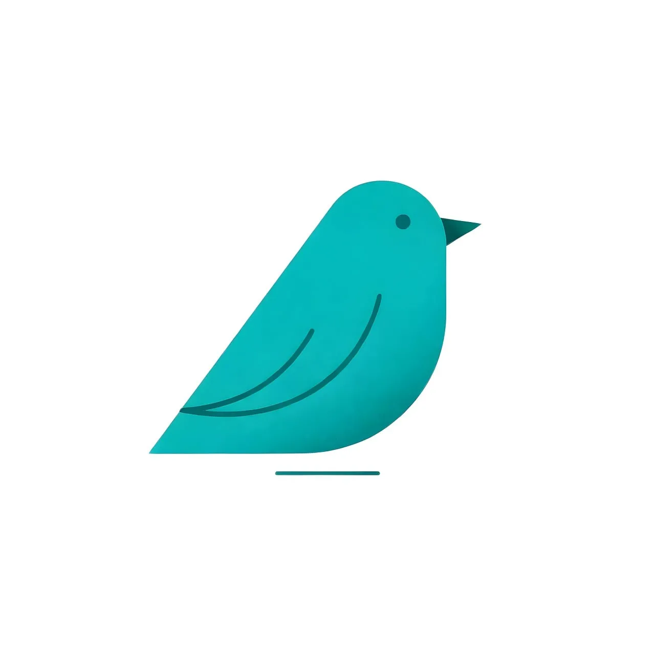 Minimalist Teal Bird Icon: Modern Nature Symbol Art