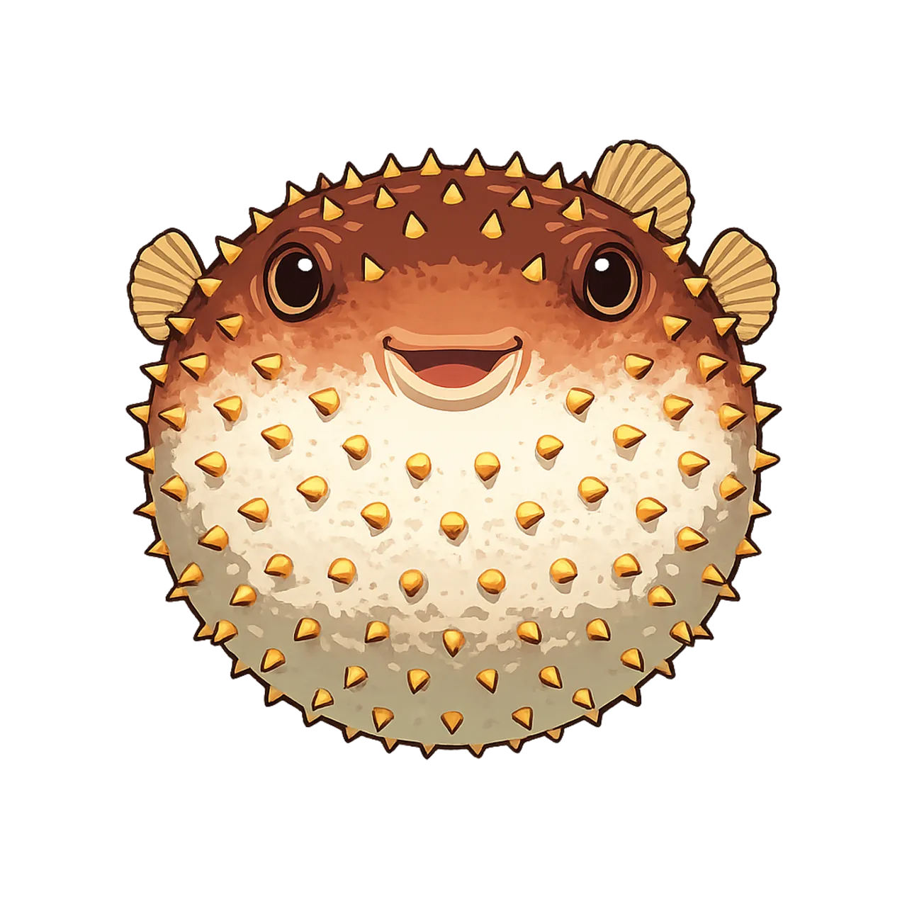 Charming Inflated Pufferfish: Adorable Marine Life Illustration