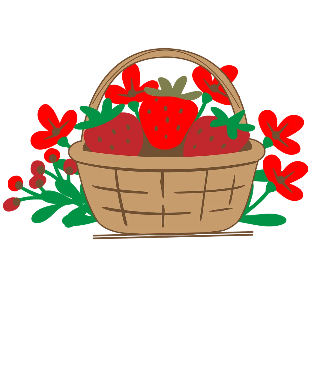 Rustic Charm: Hand-Drawn Strawberry Basket Illustration
