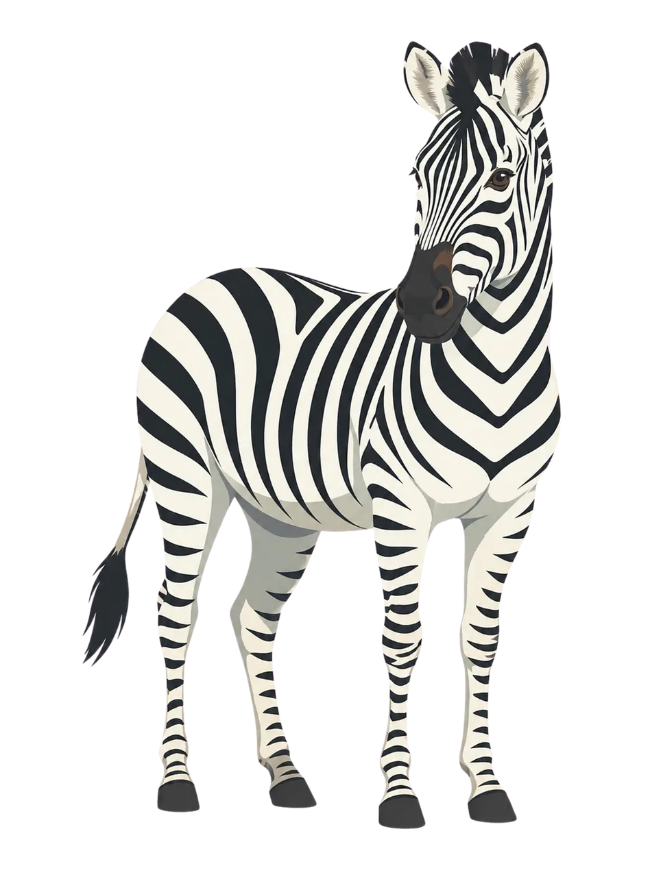 Striking Striped Zebra: Iconic African Wildlife Illustration
