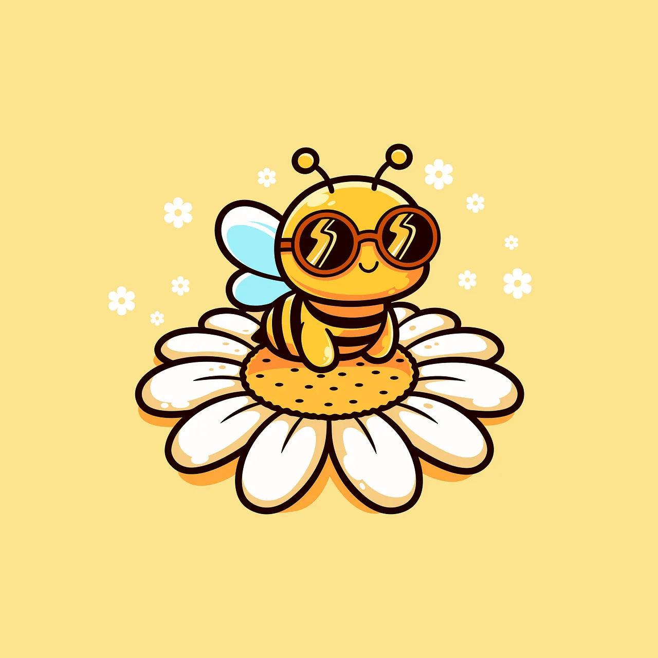Charming Bee in Sunglasses on Daisy: Cute Cartoon Illustration