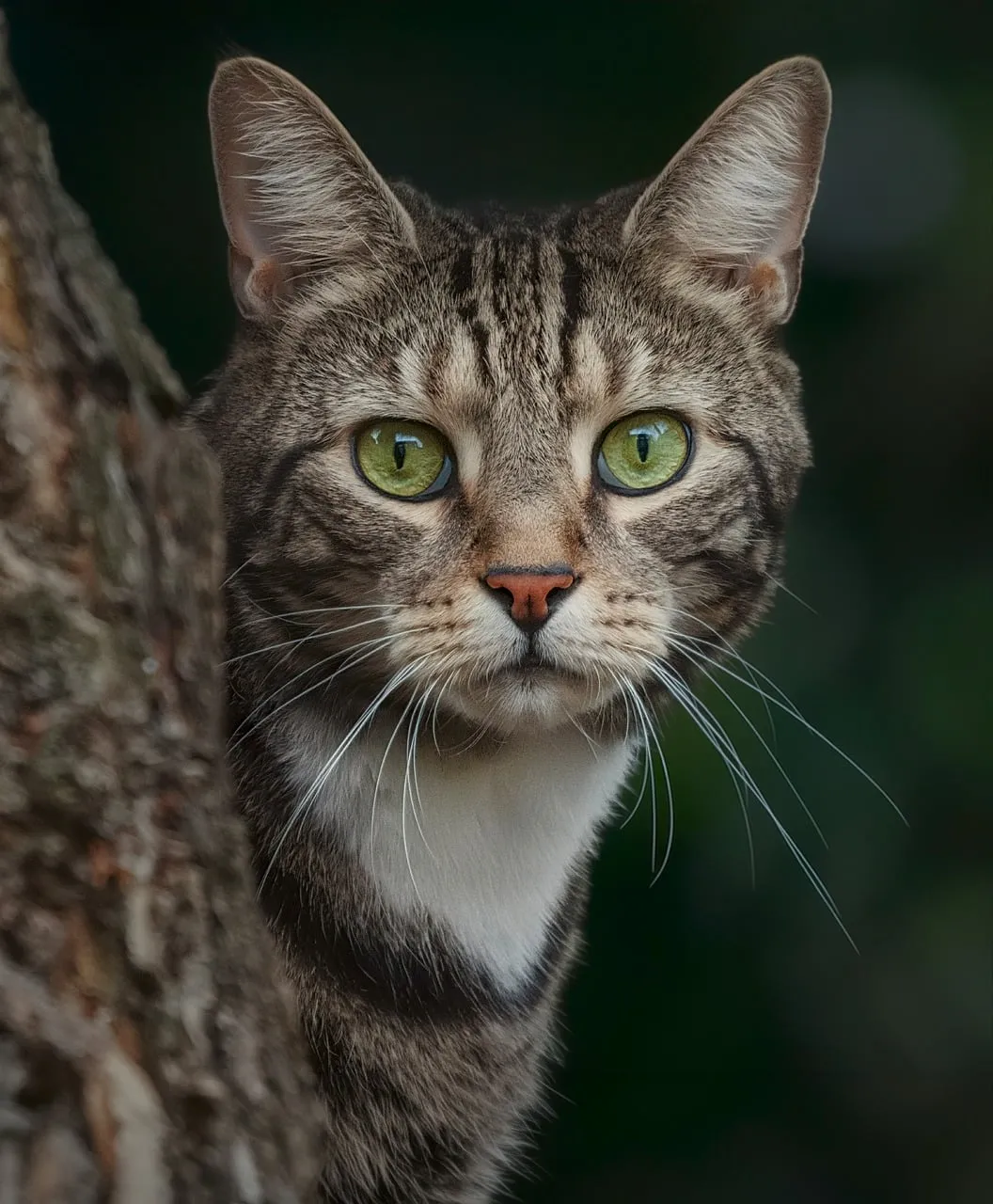 Enchanting Green Eyes: A Striking Feline Gaze from the Wild