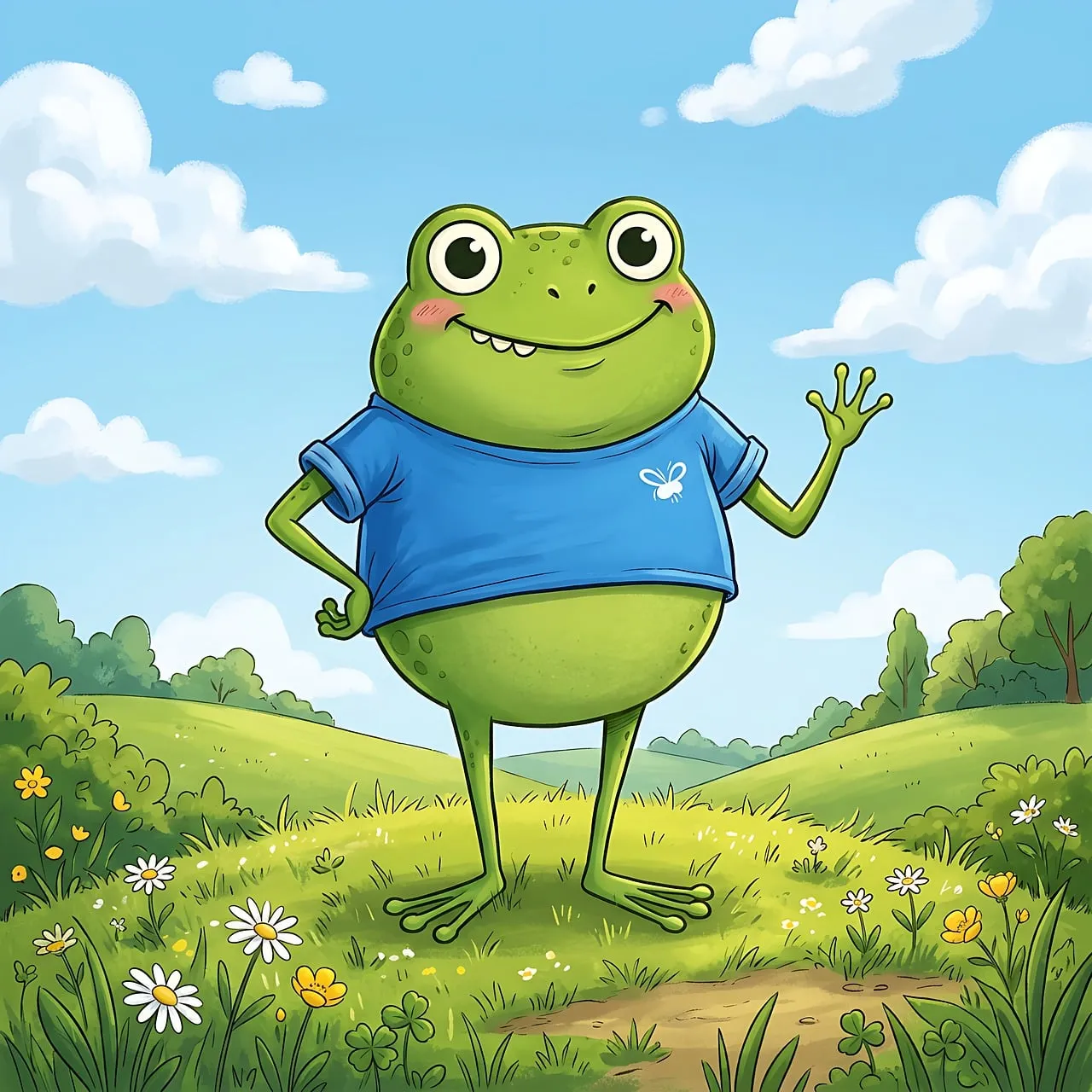 Charming Cartoon Frog: Happy Meadow Adventure
