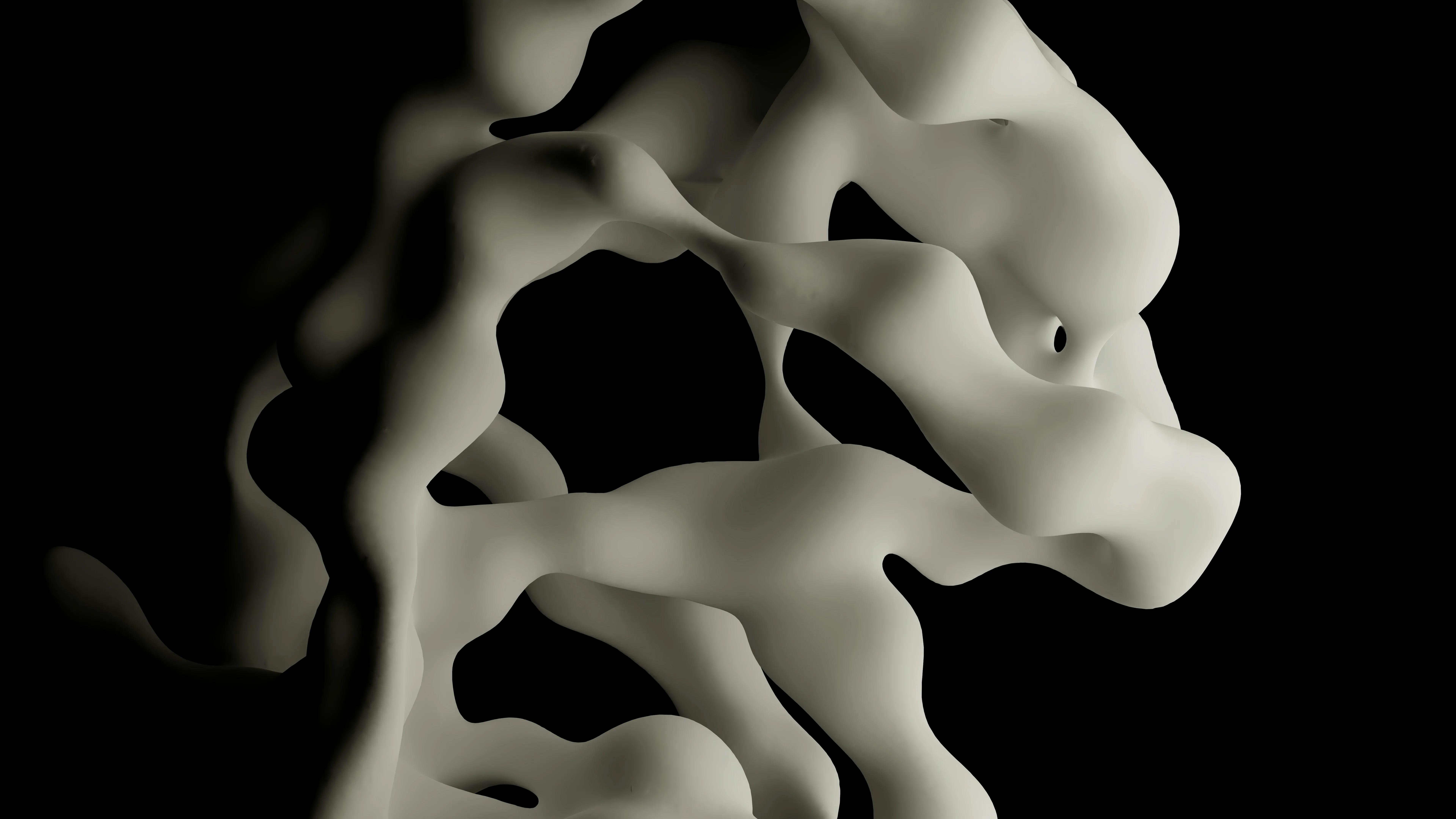 Abstract Organic White Sculpture: Mesmerizing Wavy Texture