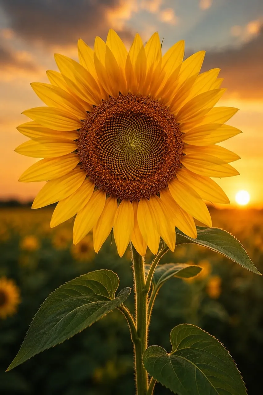 Radiant Sunflower Bathed in Golden Hour Glow