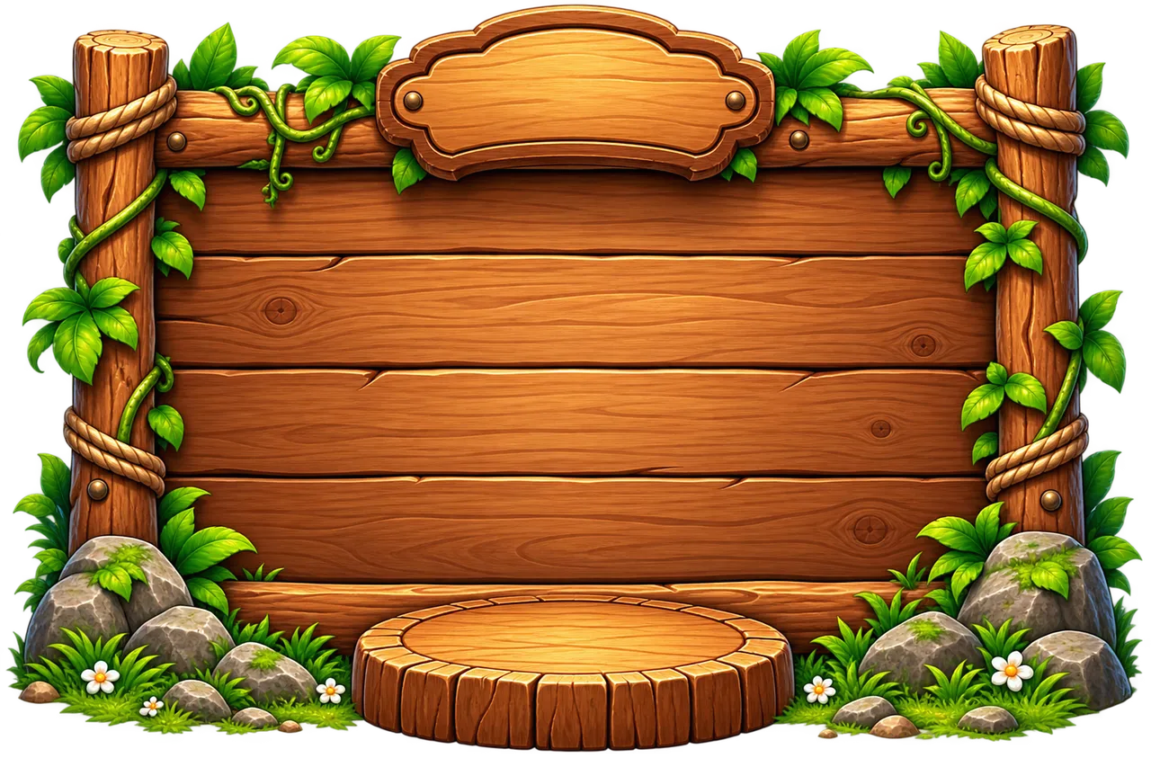 Vibrant Jungle Wood UI: Adventure Game Assets