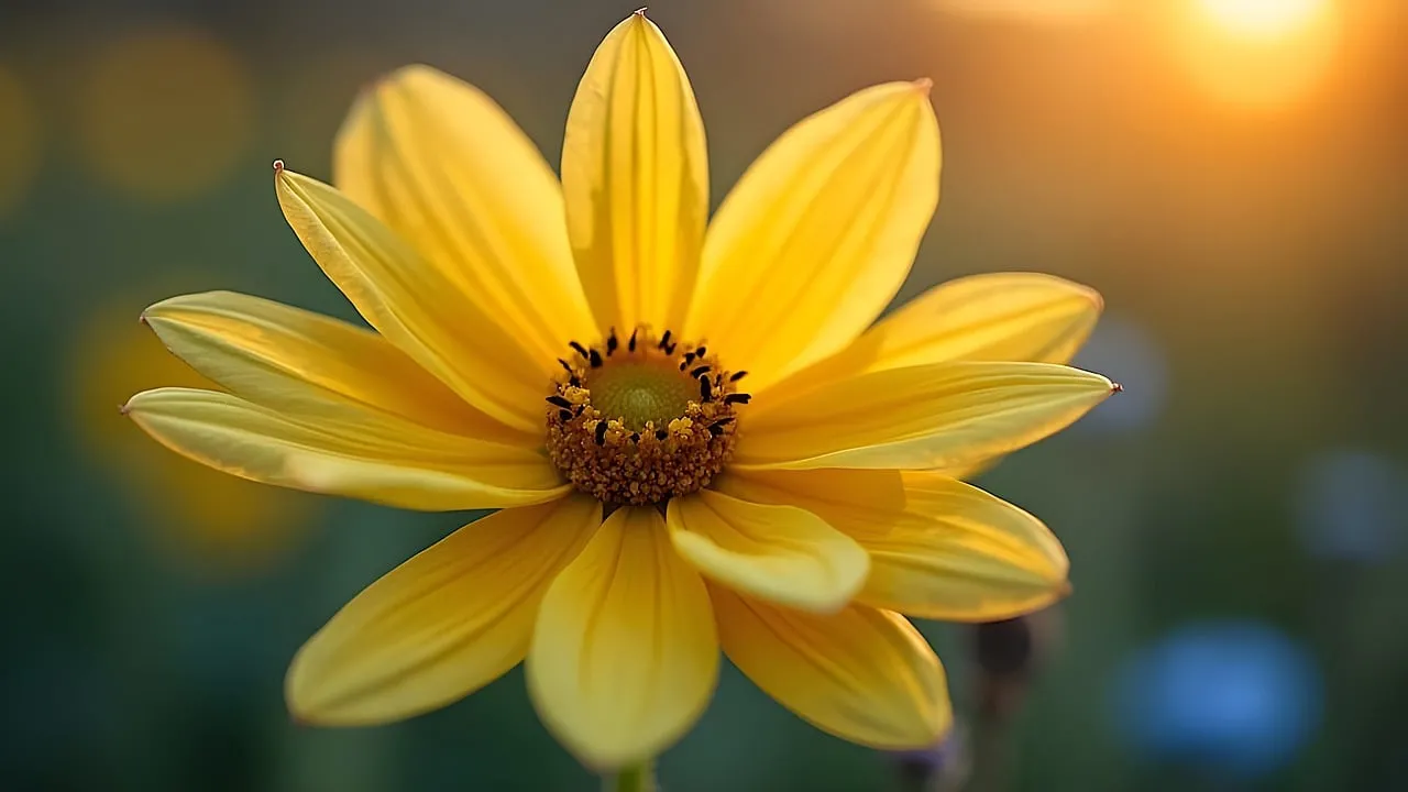 Radiant Yellow Bloom: A Golden Summer Flower's Embrace