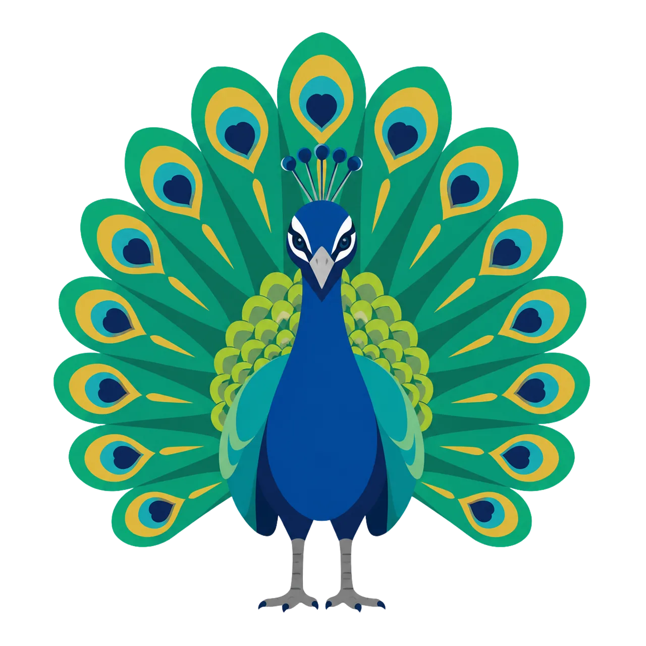 Vibrant Peacock Cartoon: Elegant Wildlife Illustration