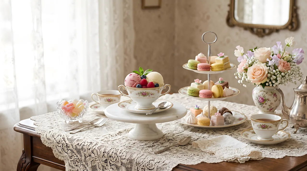 Enchanting Victorian Tea Party: Delicate Sweets & Floral Elegance