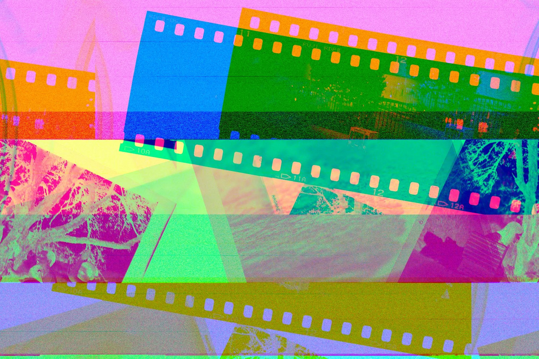 Vibrant Film Strips: A Psychedelic Cinematic Journey