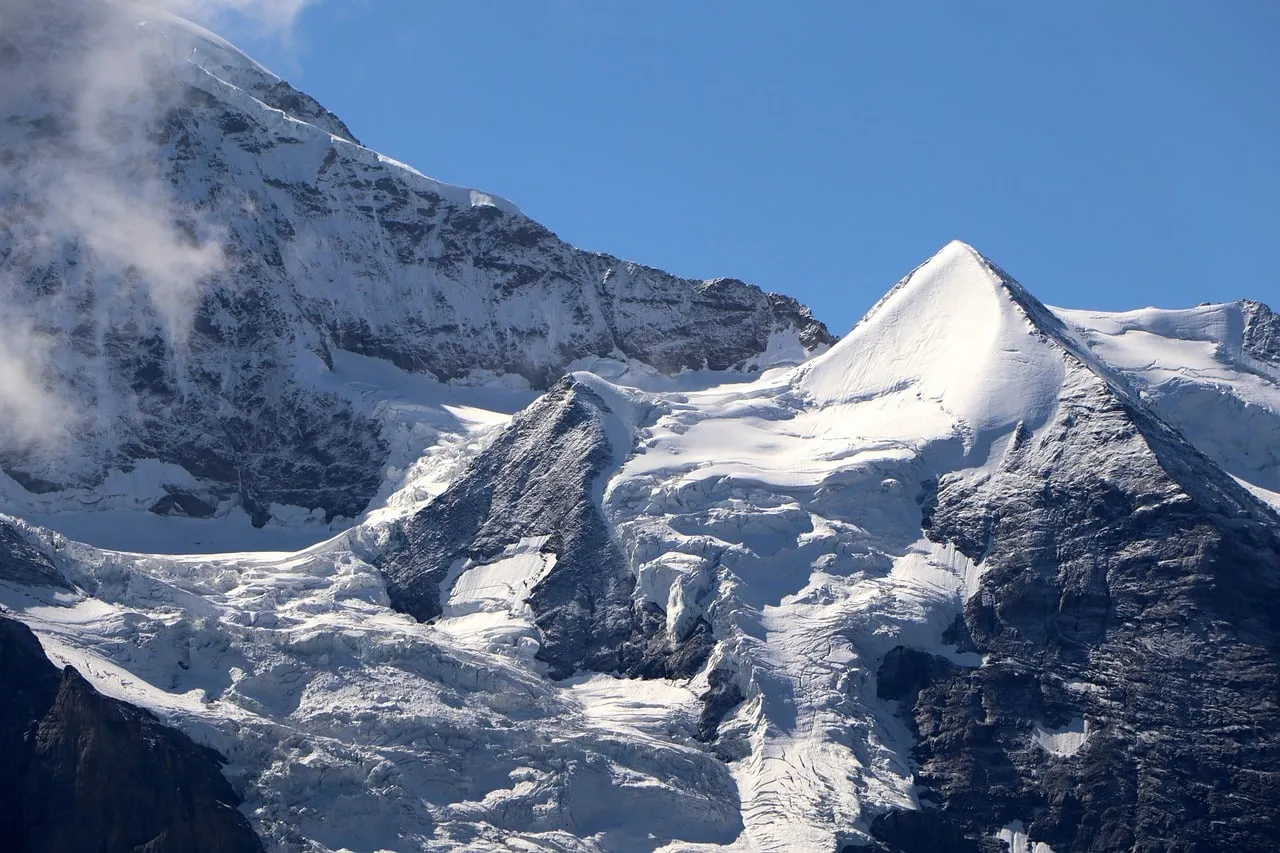 Breathtaking Alpine Panorama: Snowy Peaks and Glaciers in Switzerland
