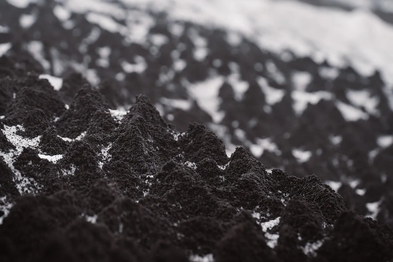 Dramatic Volcanic Ash Landscape: Black and White Texture