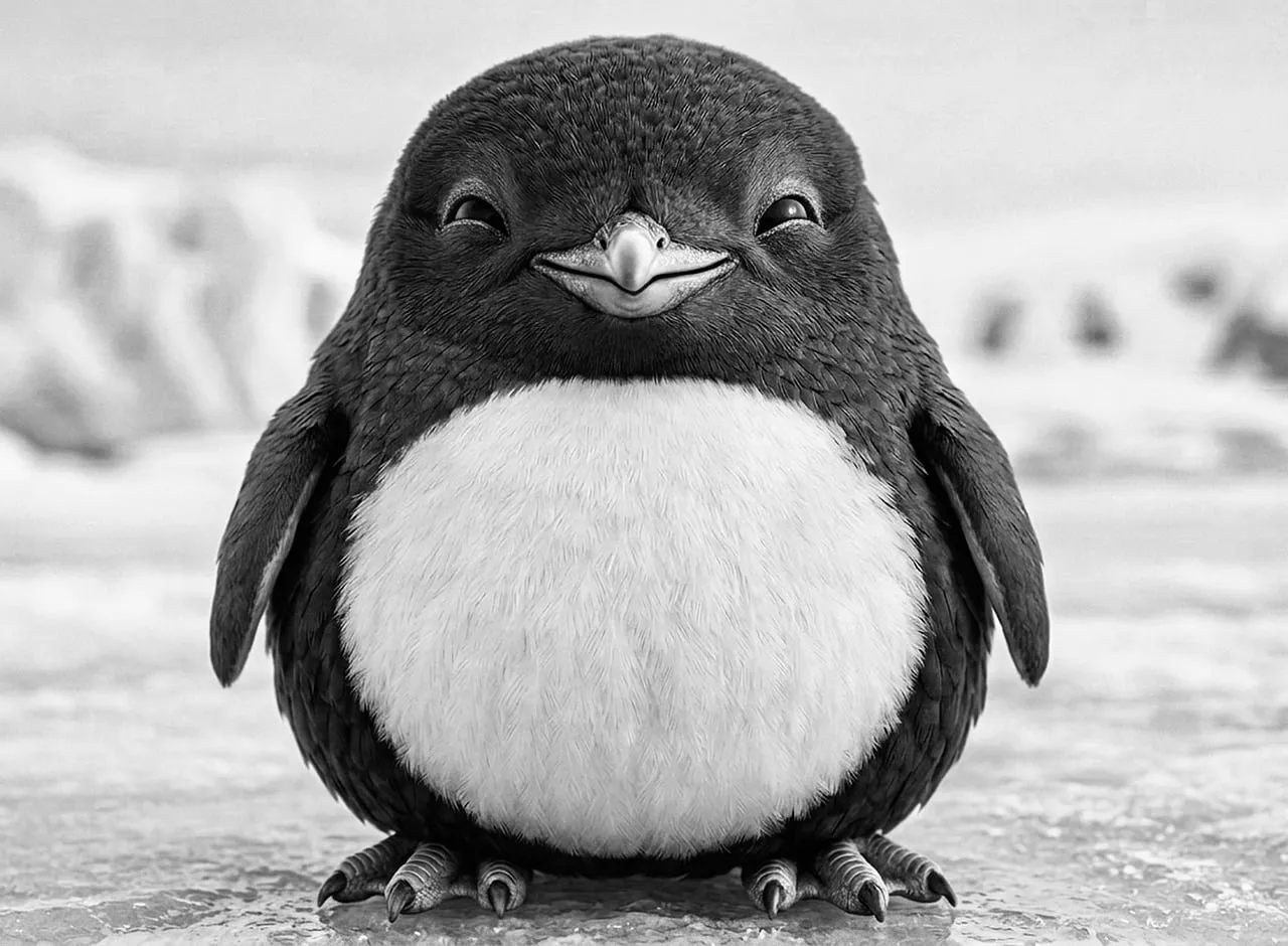 Adorable Antarctic Joy: A Chubby Penguin's Grin