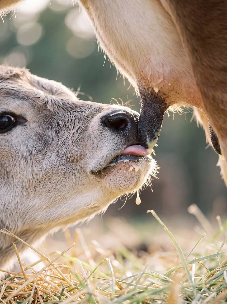 Tender Calf Milking: A Glimpse of Nature's Motherhood