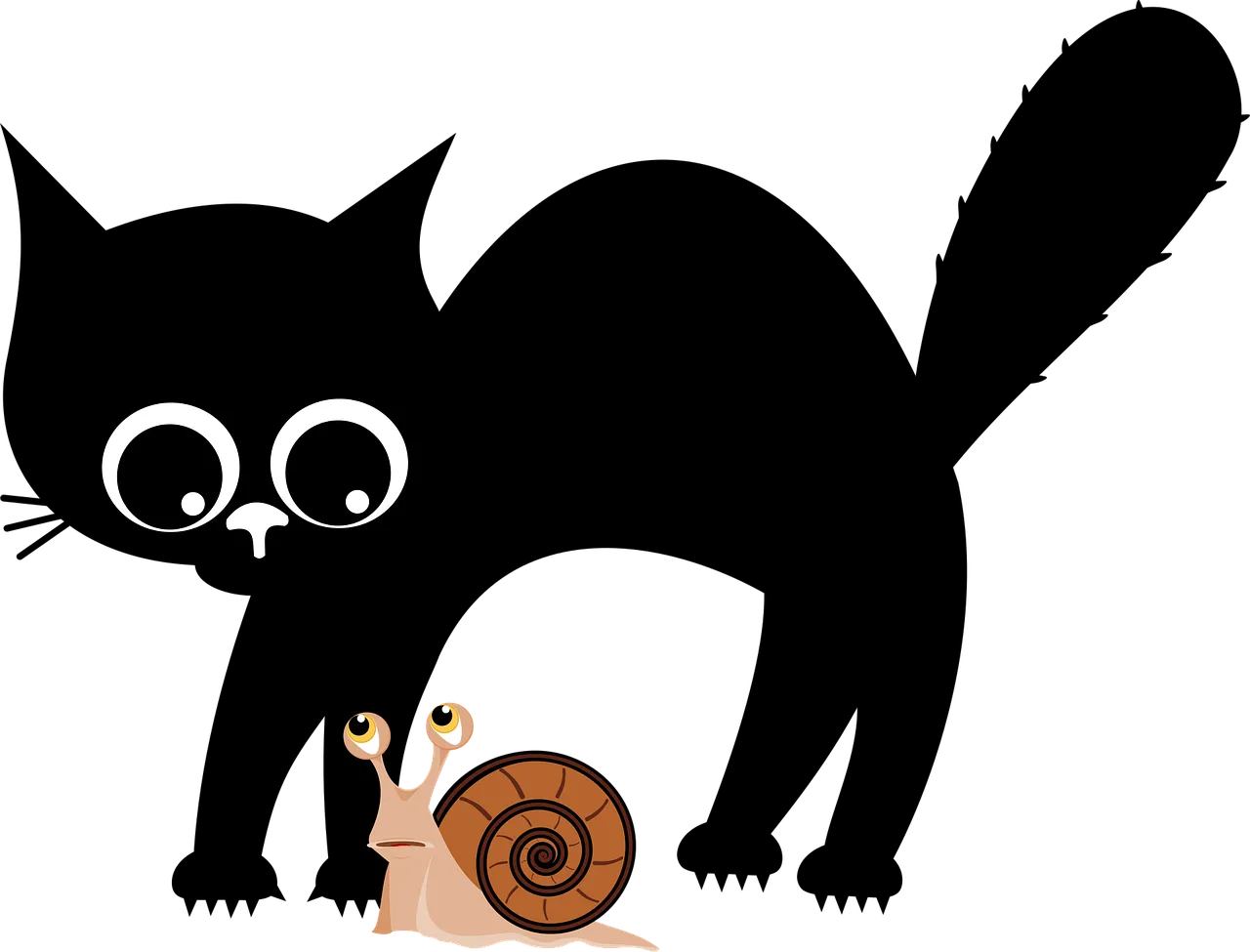 Humorous Encounter: Wide-Eyed Character Meets Cute Snail