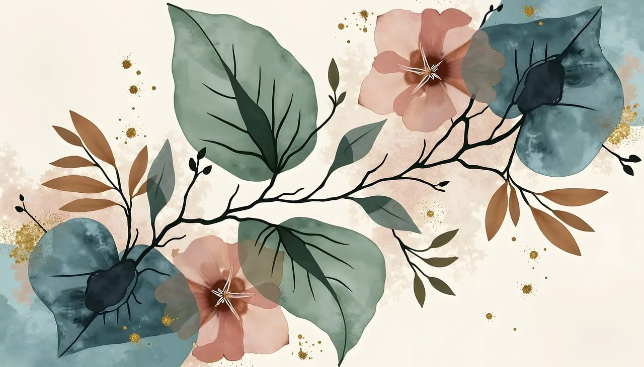 Enchanting Botanical Watercolor: A Delicate Floral Art Design