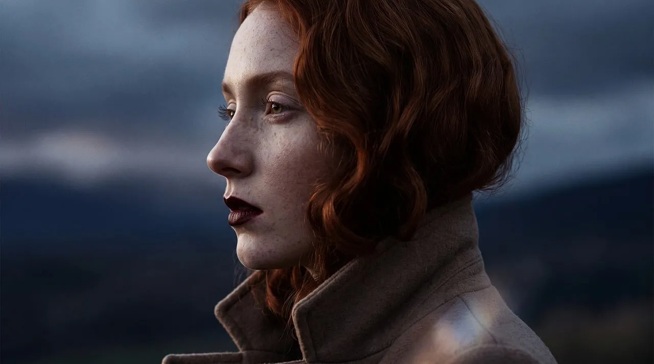 Dramatic Redhead Portrait: Solitude in the Approaching Storm