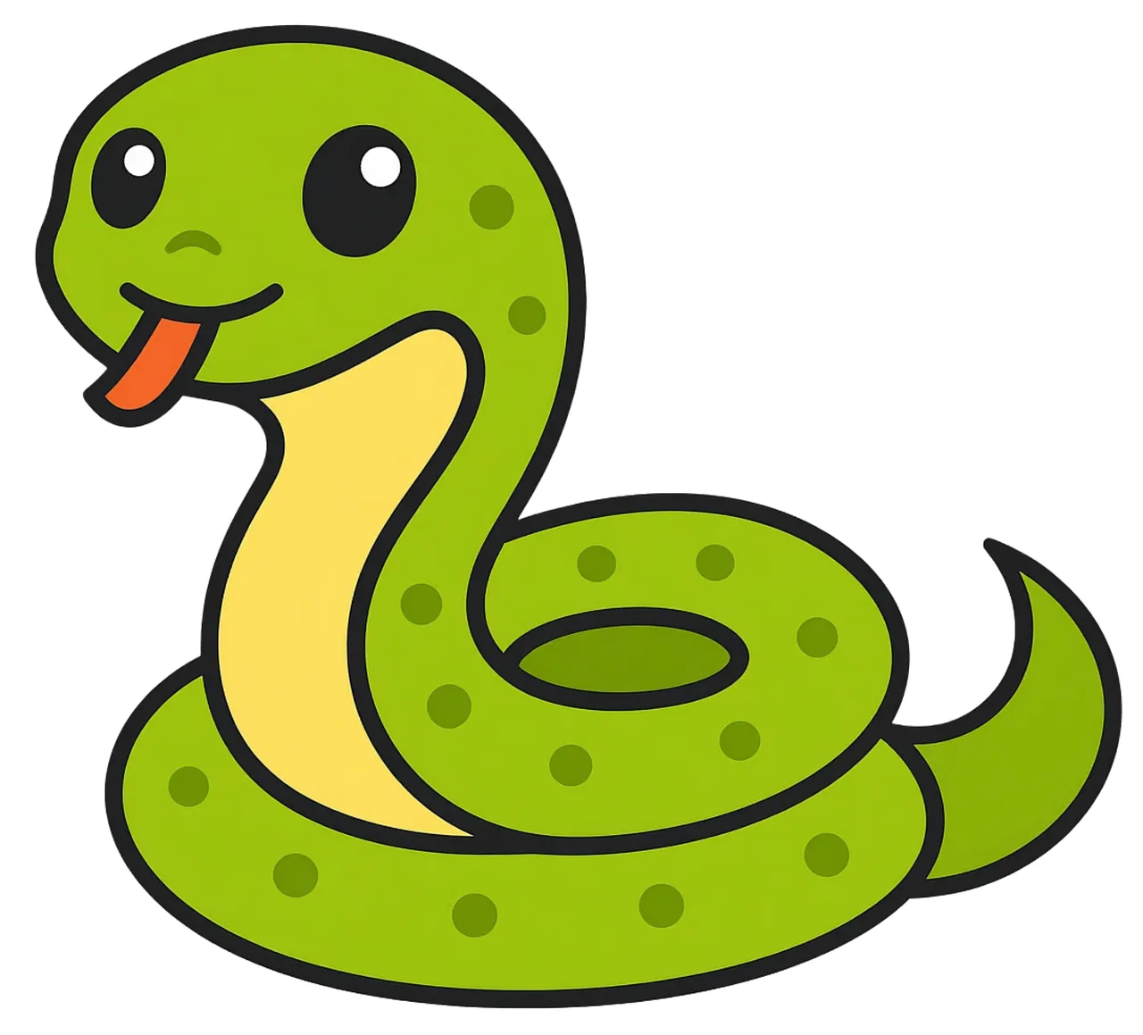 Charming Green Cartoon Snake with Playful Grin