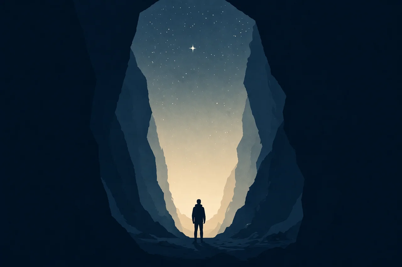 Mysterious Canyon Solitude: Starry Night Exploration
