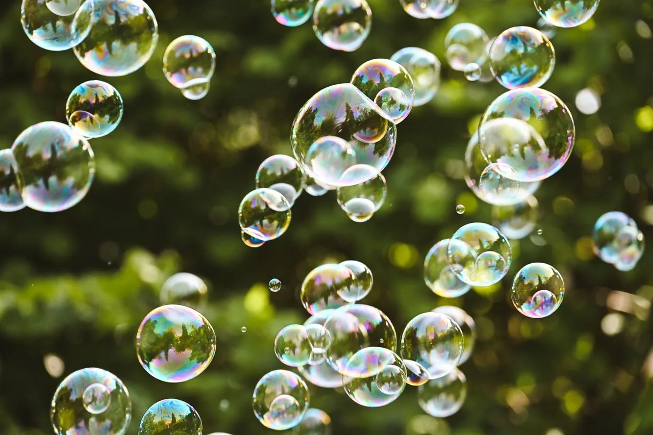 Sparkling Bubbles: Playful Iridescence in Summer Sunlight