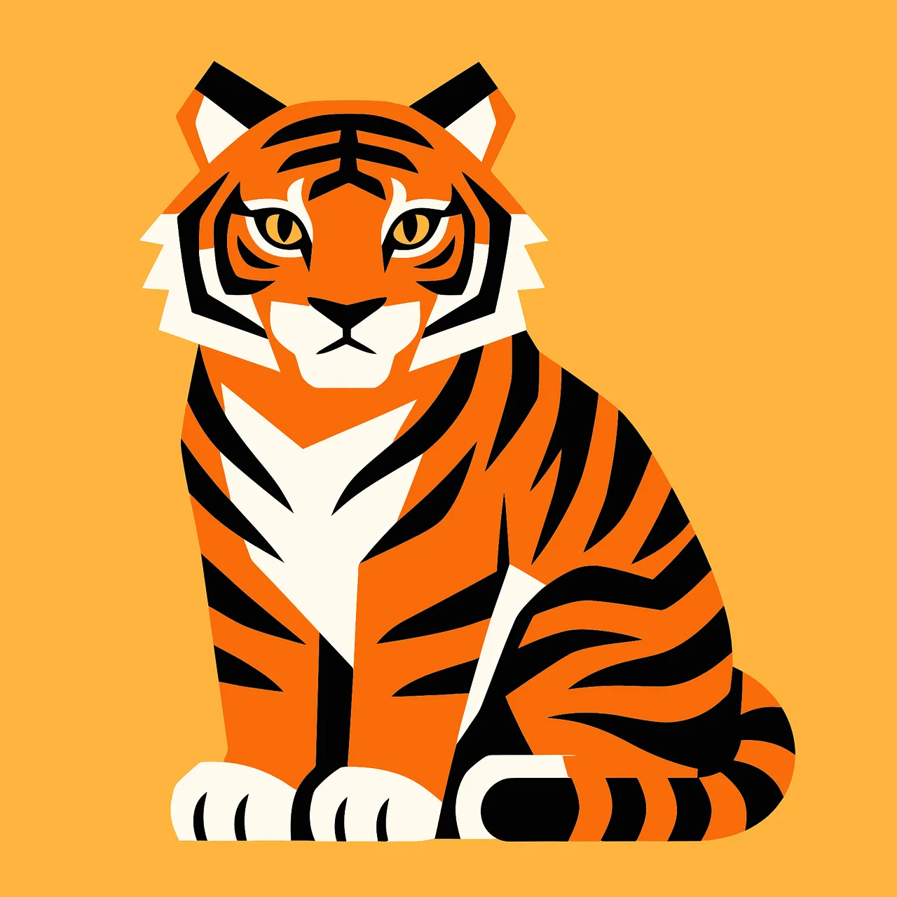 Vibrant Stylized Tiger: A Striking Orange Illustration