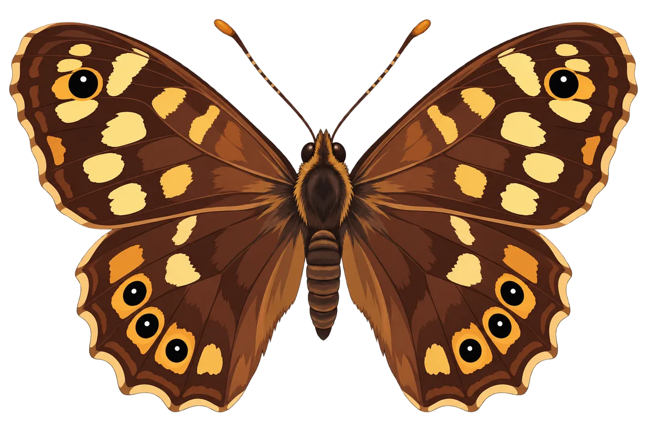 Stunning Brown Butterfly: Symmetrical Wings & Natural Eyespots