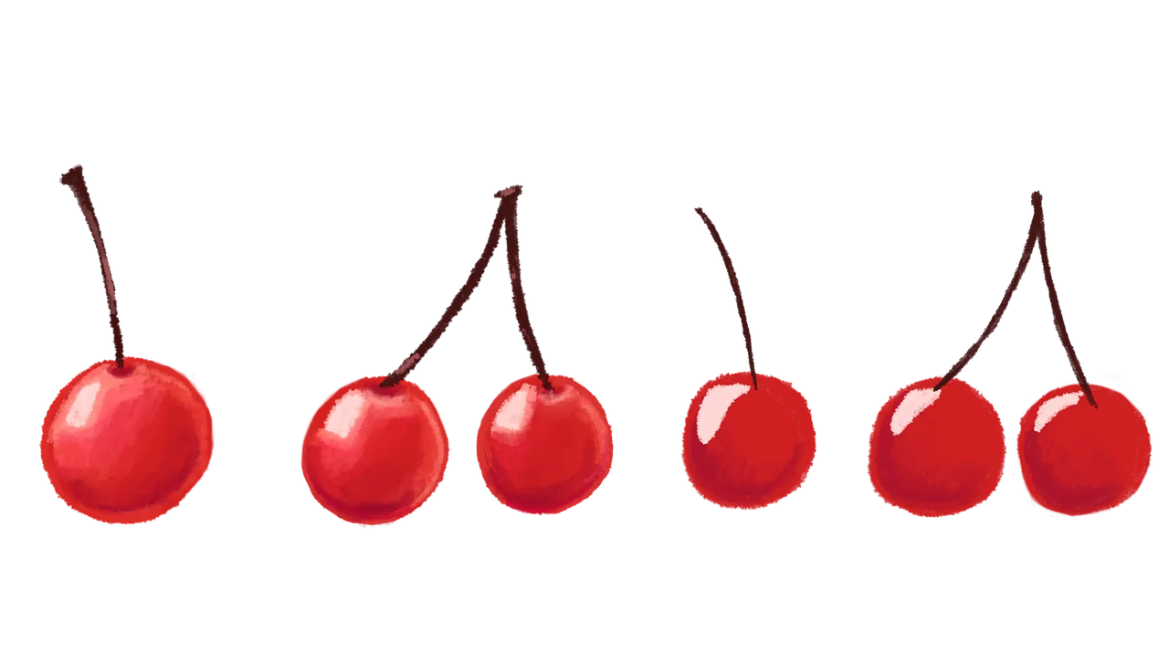 Vibrant Red Cherries: Juicy Summer Fruit Illustration