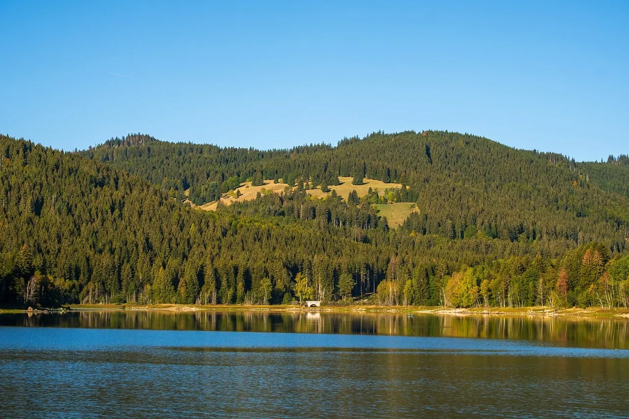 Serene Mountain Lake Reflecting Autumn's Embrace