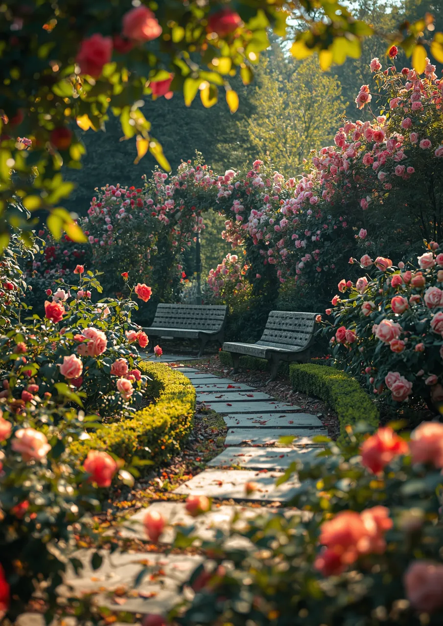 Enchanting Rose Garden Path: A Serene Escape