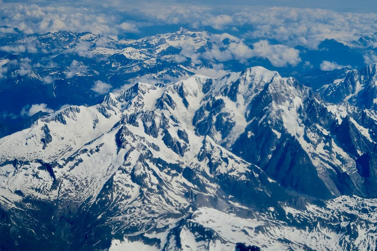 Breathtaking Aerial View of Pristine Snow-Capped Alps