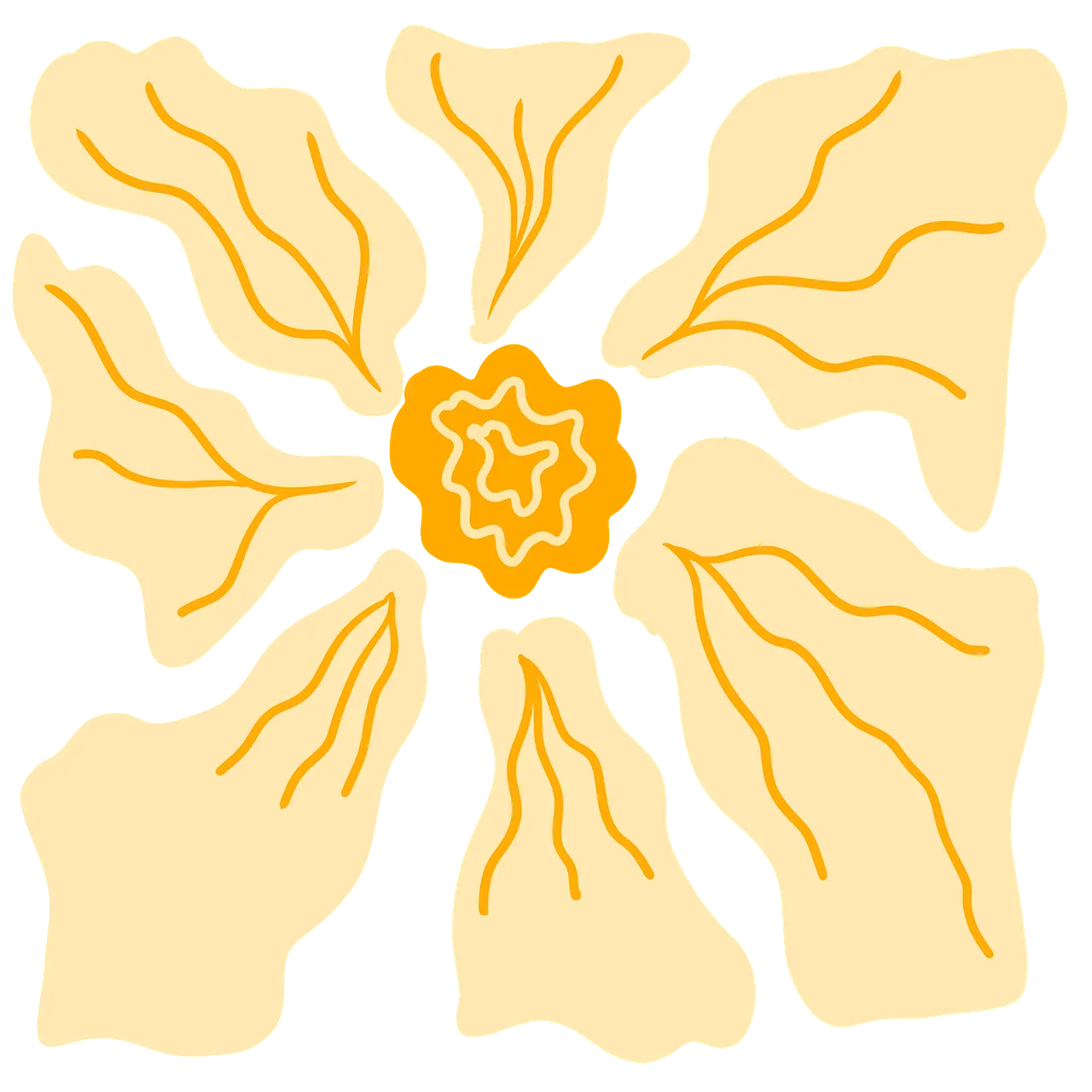 Vibrant Yellow Abstract Bloom: A Cheerful Floral Illustration