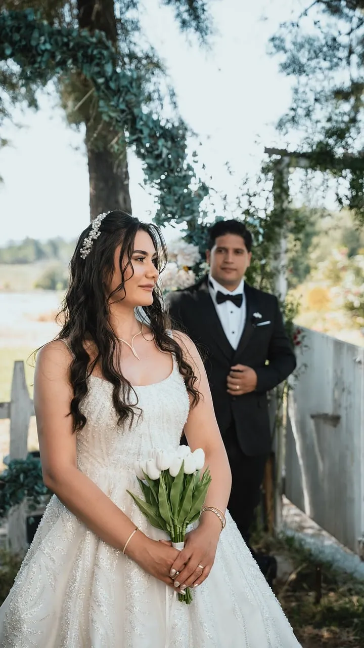 Enchanting Outdoor Nuptials: Bride and Groom's Timeless Love Story