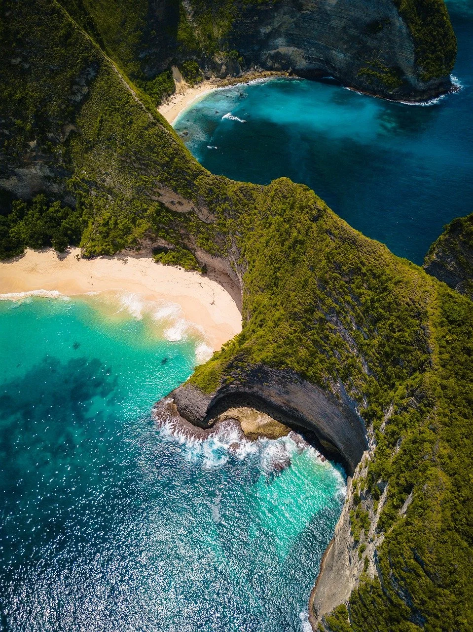 Breathtaking Aerial View of Hidden Tropical Beach Paradise