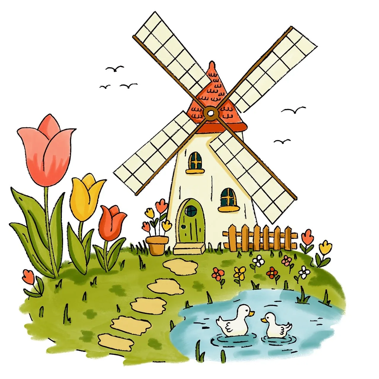 Charming Spring Mill: A Whimsical Holland Landscape