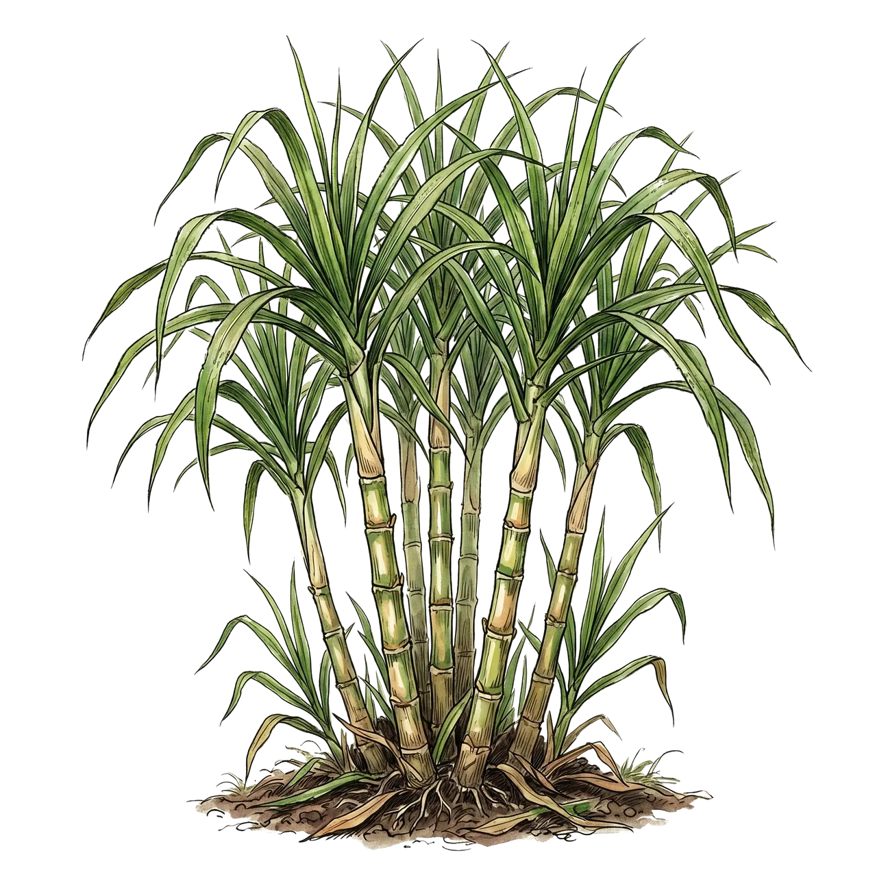 Vibrant Sugarcane Illustration: Nature's Sweetness Unveiled