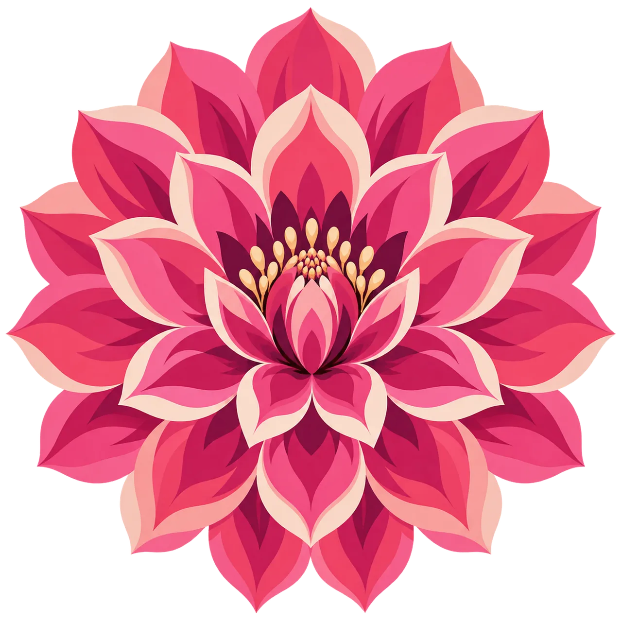 Vibrant Pink Dahlia Bloom: Symmetrical Floral Art