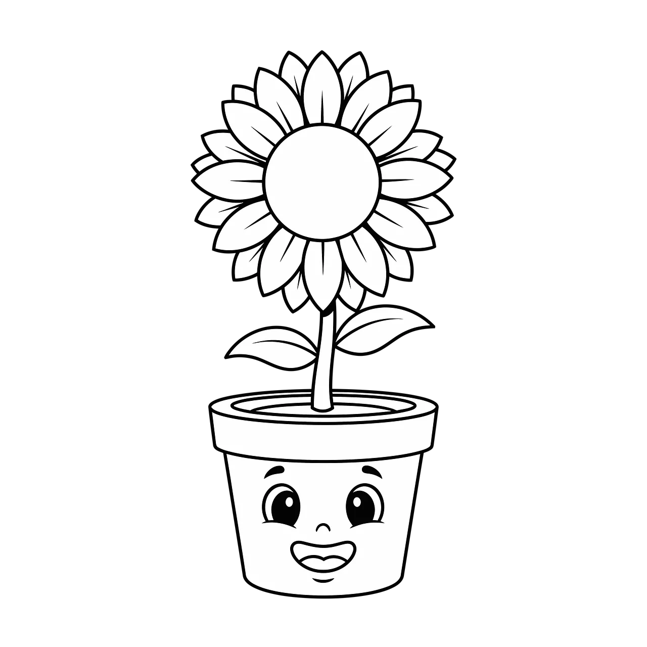 Charming Cartoon Sunflower in Pot