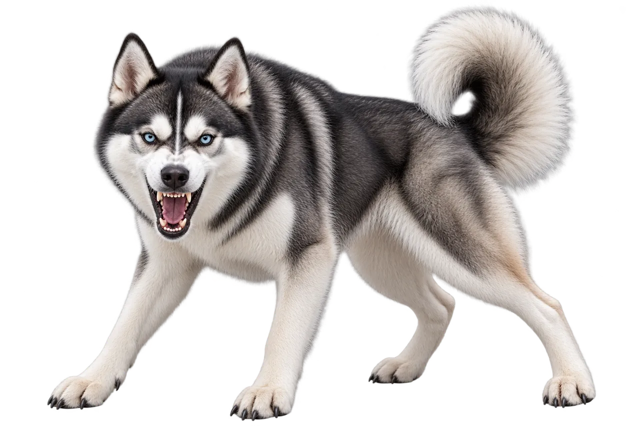 Fierce Husky: A Striking Portrait of Untamed Aggression