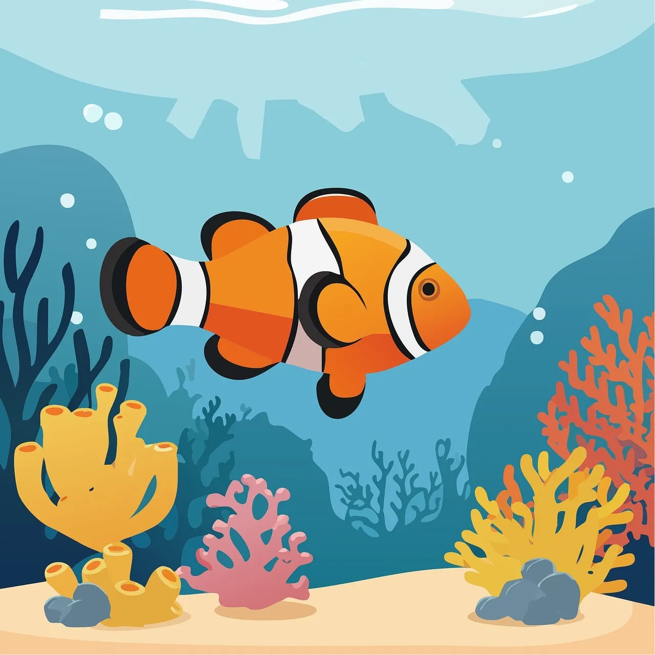 Vibrant Clownfish Illustration: A Coral Reef Delight