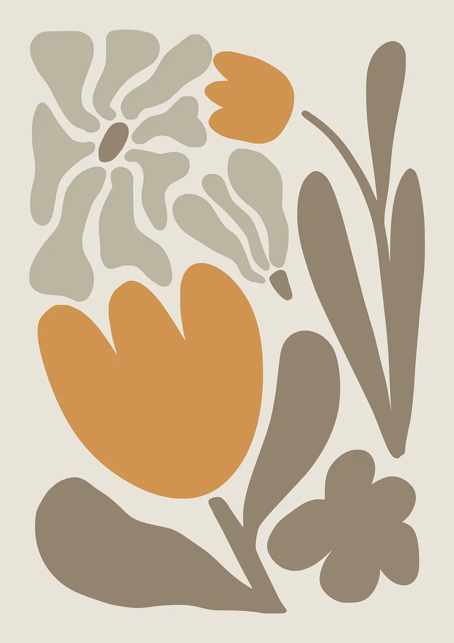 Abstract Autumn Bloom: Modern Naive Floral Design