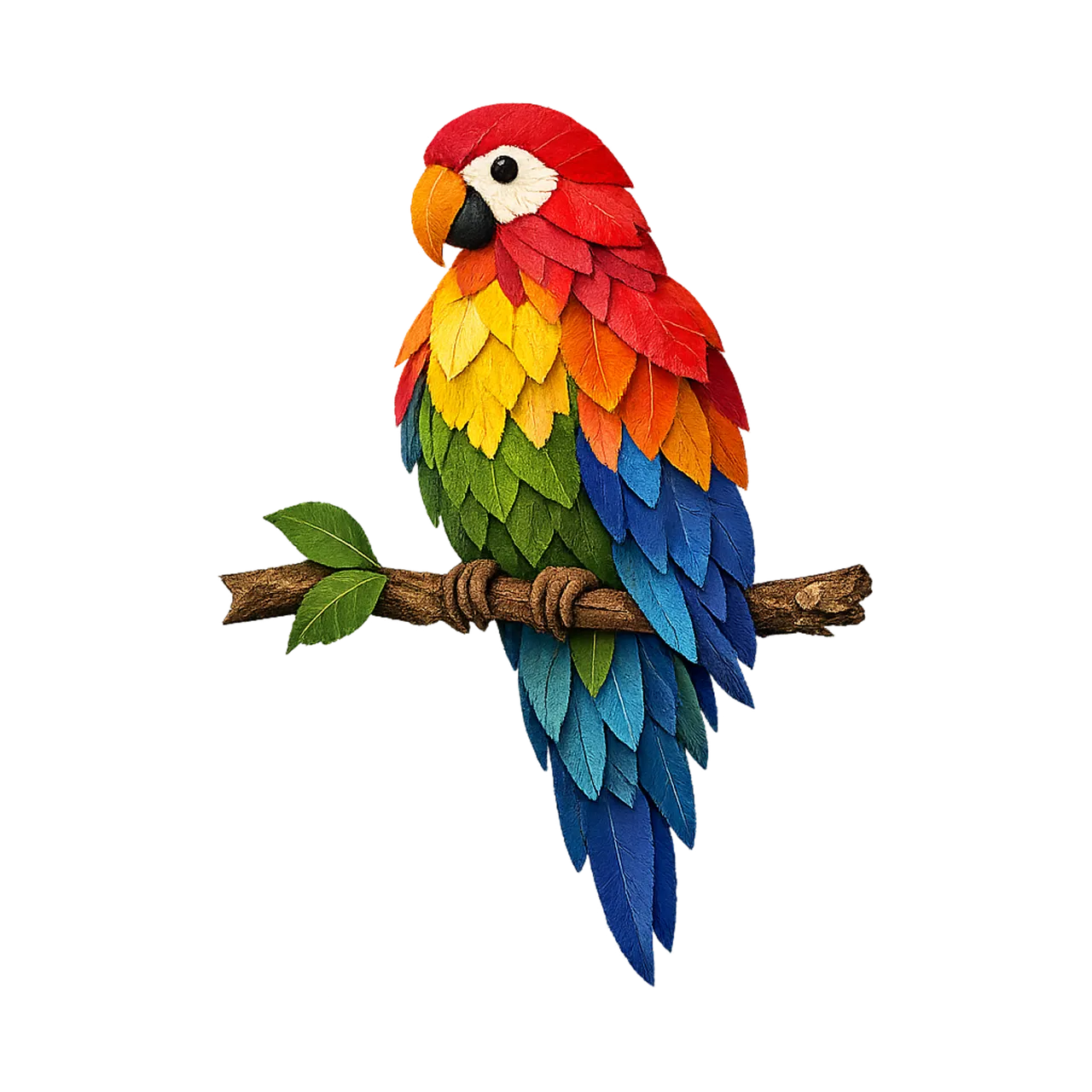 Vibrant Feathered Parrot Perched on Branch