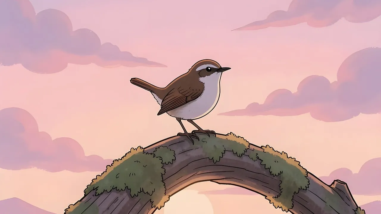 Charming Songbird Perched on Branch at Sunset