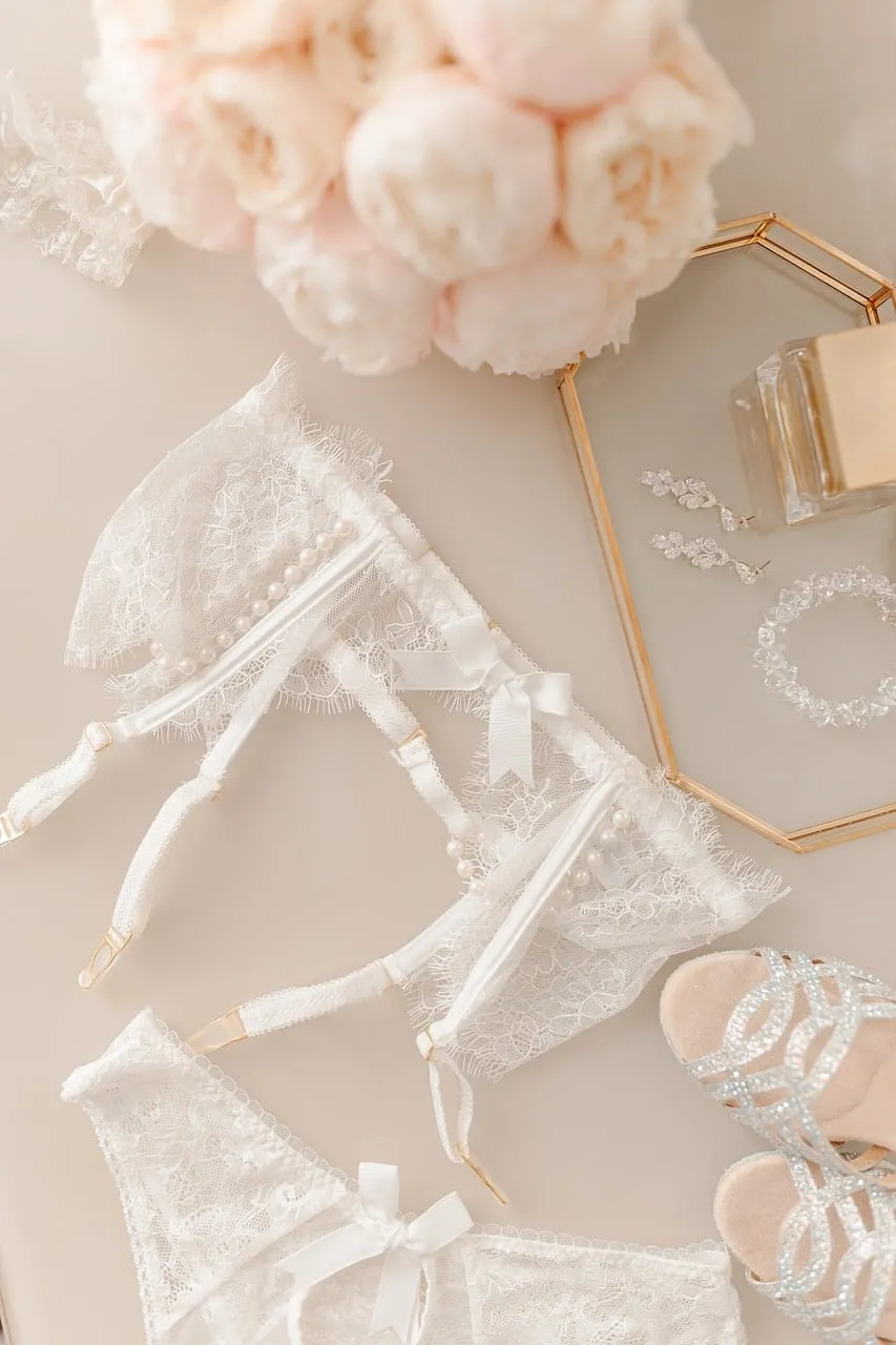 Dreamy Bridal Lingerie: Lace, Pearls, and Blossoms