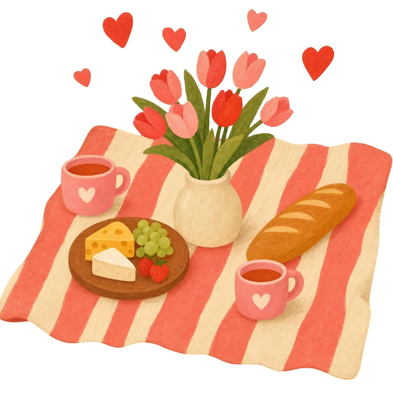 Charming Picnic Delight: Romantic Tea Time with Tulips