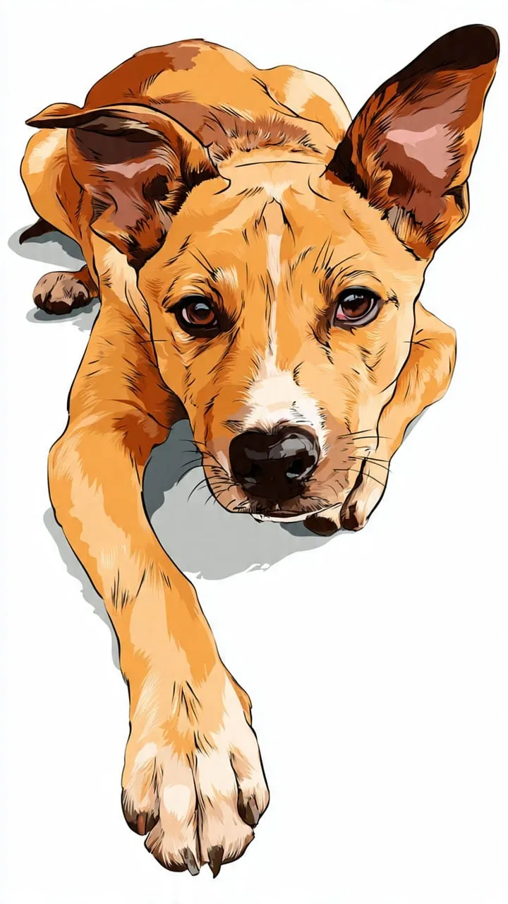 Charming Golden Puppy Portrait: Digital Art Cuteness