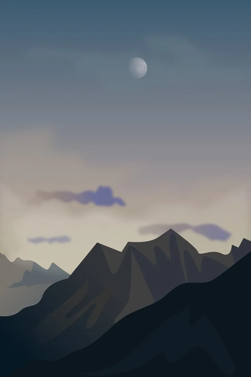 Serene Mountain Moonlight: Tranquil Evening Landscape